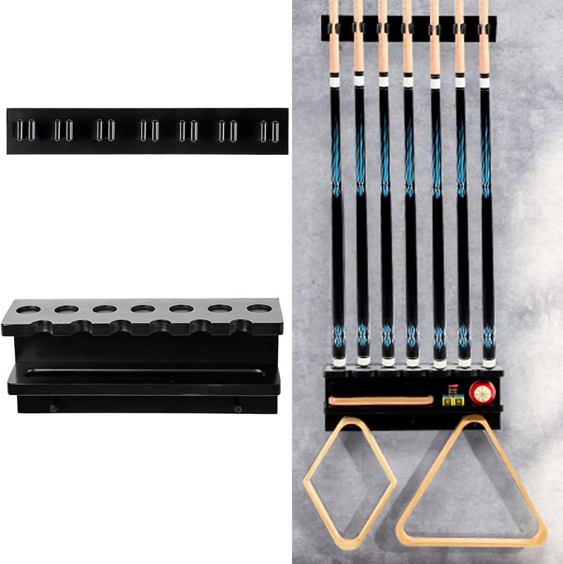 Onemacc Pool Stick Holder Wall Mount, Solid Wood Billiards Cue Rack for 7 Sticks, Claw Wall Mount for Billiards Decor, Accessories, Black - Image 1